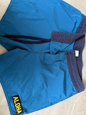 Birdwell Teal Blue Men’s Hybrid Shorts with Navy Waistband